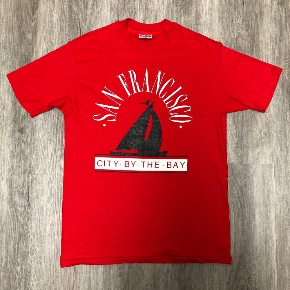 Vintage Size Large San Francisco California Single Thread T Shirt Red Cotton